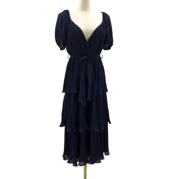 Elegant Navy Blue Tiered Dress - Picture 2 of 9